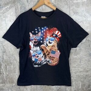 Black 4th of July cat graphic tee Woman's Size XL #catsofinstagram #summer